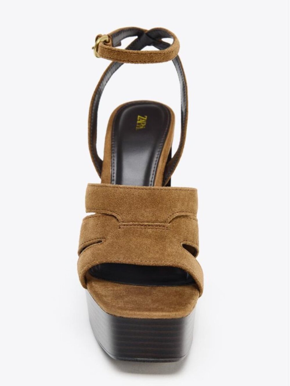 ZARA Suede Platform Block Heel Sandals - Tan Brown / Size 6.5 (EU 37) NWT - Picture 3 of 16